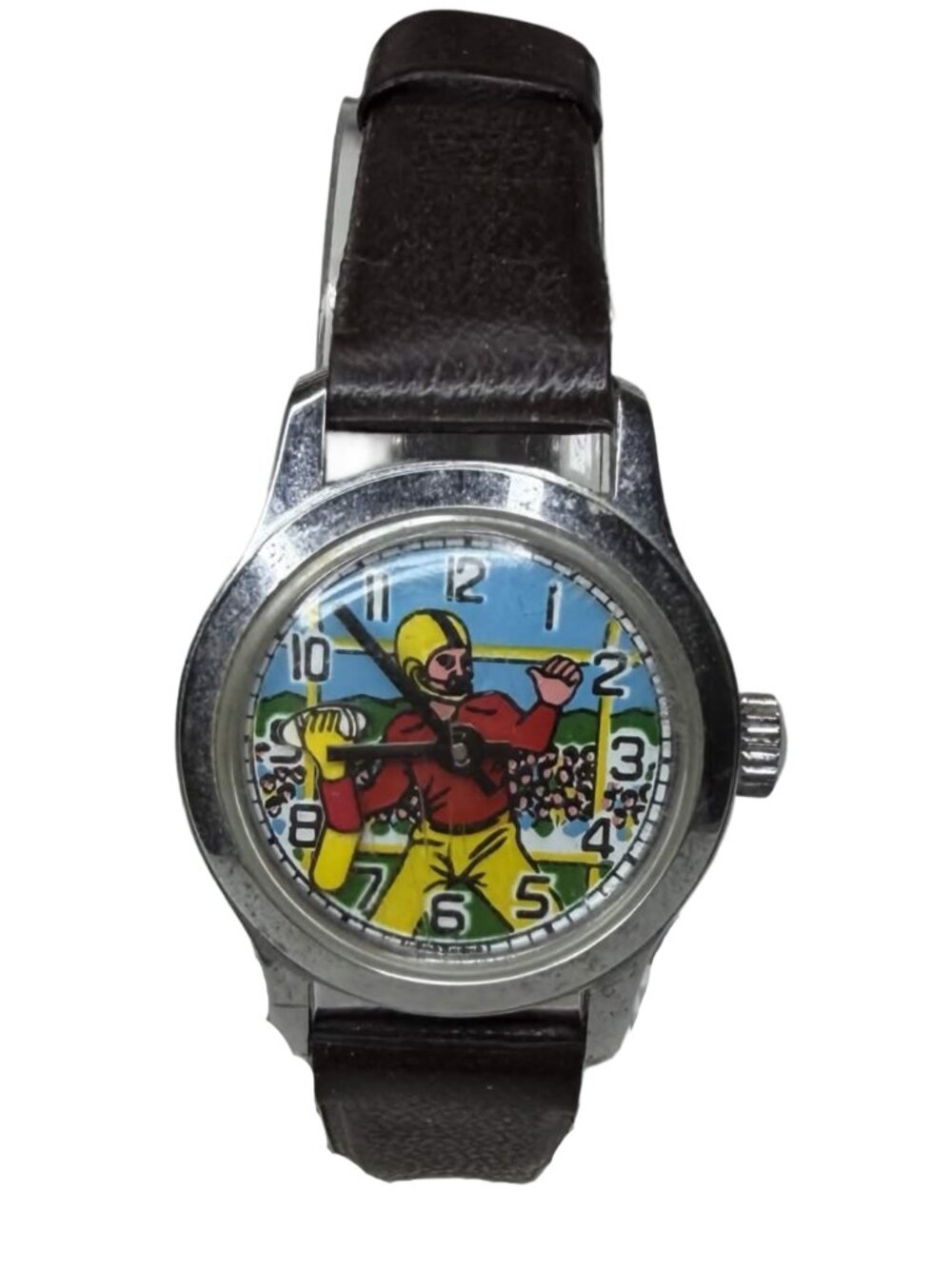 Vintage Wind Up Football Player Watch Animated Quarterback Novelty Sports